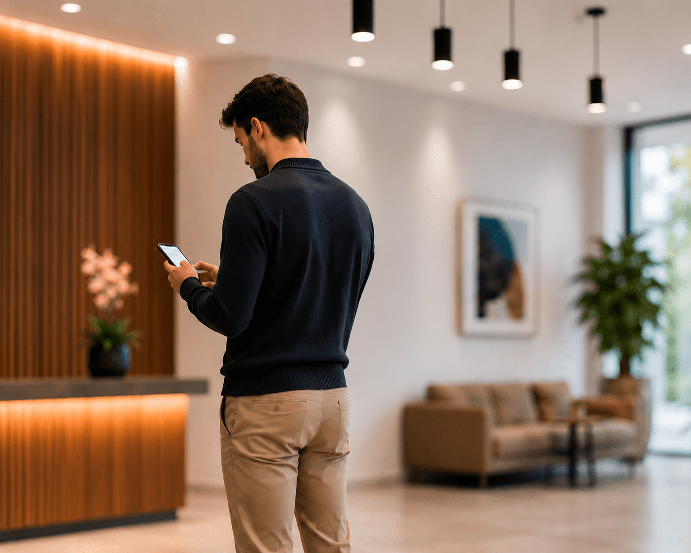 Bezoeker gebruikt Entroo op zijn smartphone