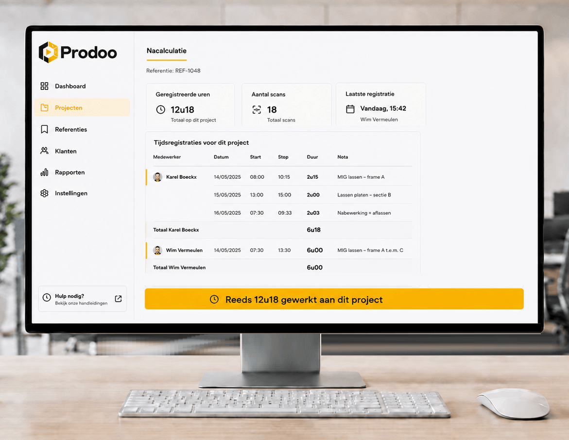 Prodoo nacalculatie per project